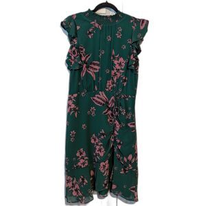 Sam Edelman Floral High Neck Ruffle Dress Women’s 10 Spring Inspo Vibes Trendy
